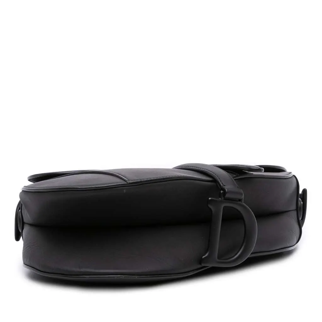 Dior Ultra Matte Calfskin Saddle Bag Black Leather Good - Inside View