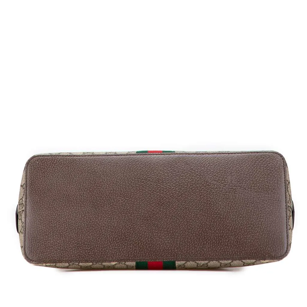 Gucci Medium GG Supreme Ophidia Web Satchel Brown Canvas Good - Inside View