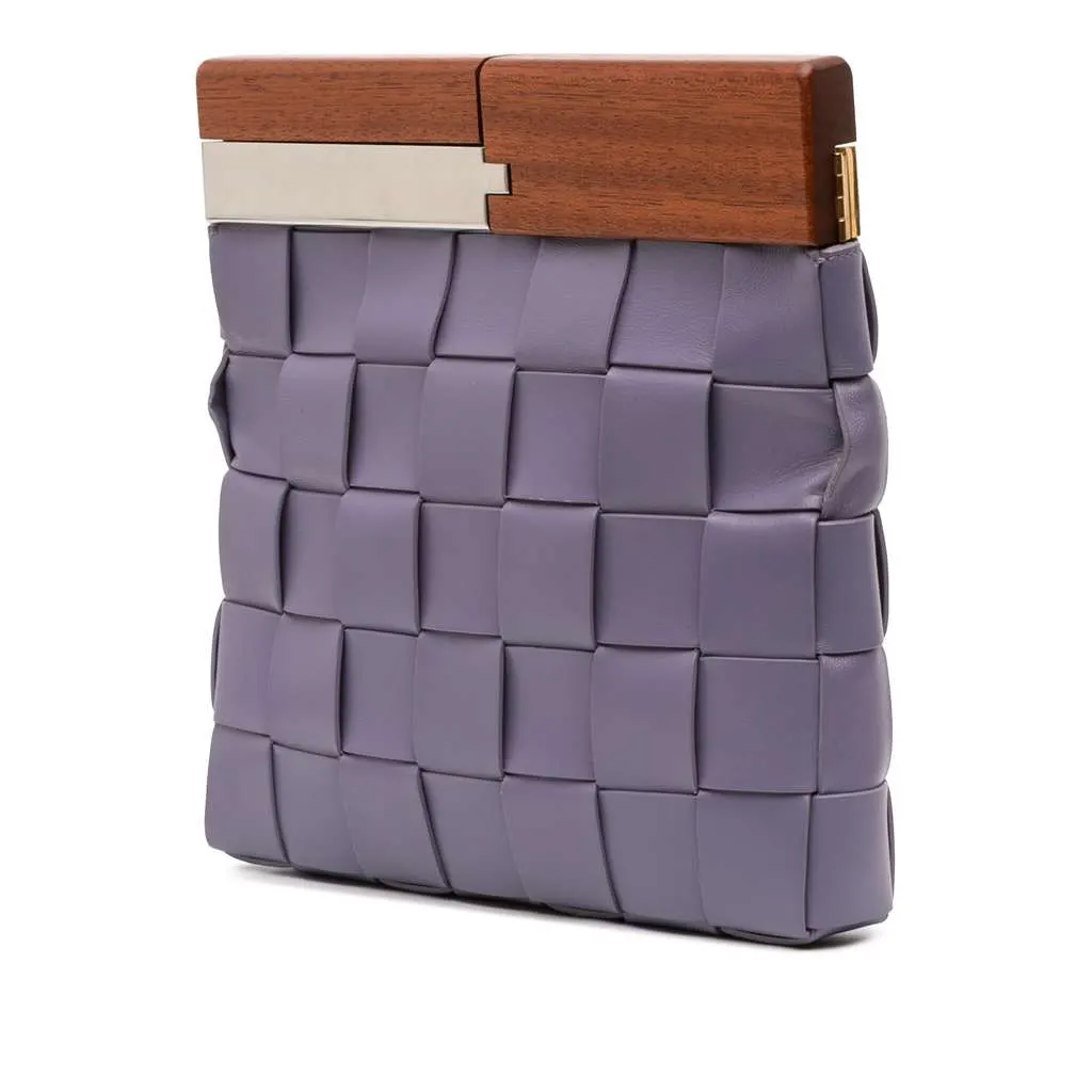 Bottega Veneta Lambskin Maxi Intrecciato The Snap Clutch Purple Leather Good - Back View