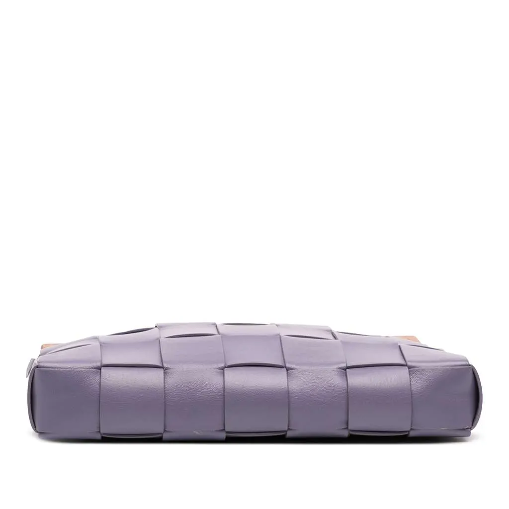 Bottega Veneta Lambskin Maxi Intrecciato The Snap Clutch Purple Leather Good - Inside View