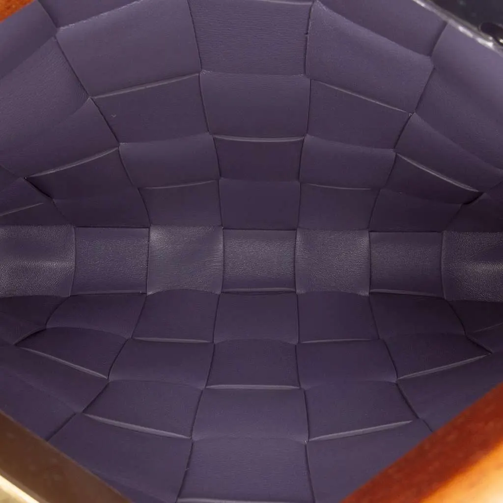 Bottega Veneta Lambskin Maxi Intrecciato The Snap Clutch Purple Leather Good - Model View