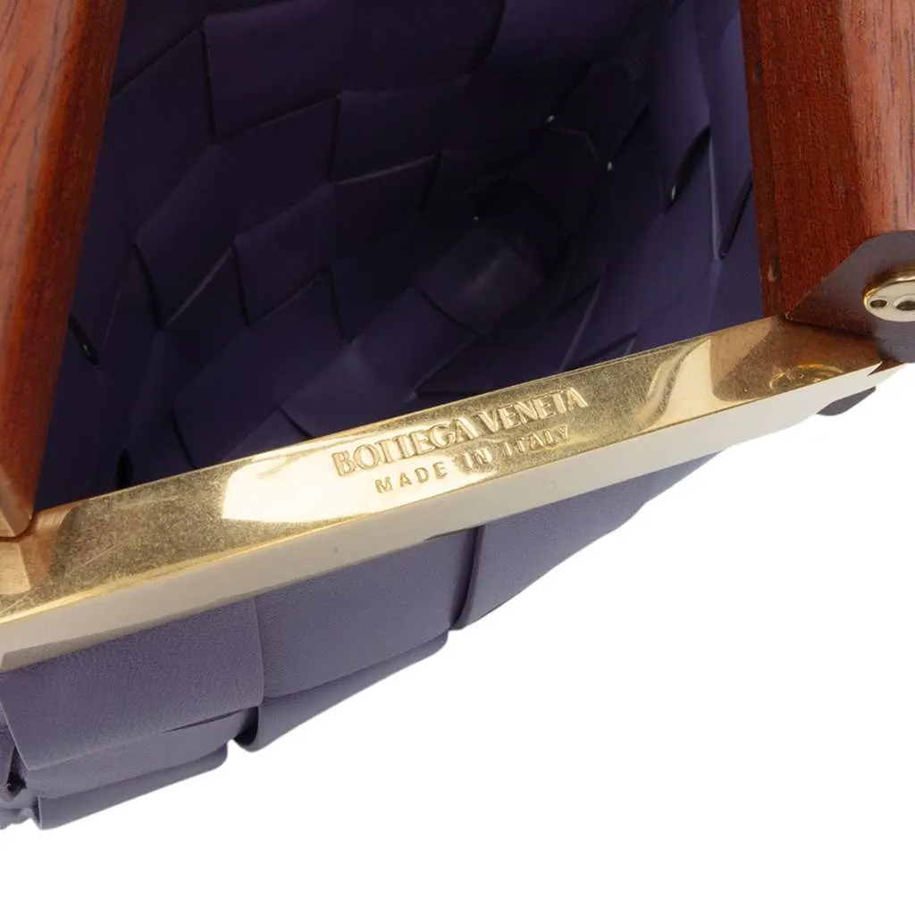 Bottega Veneta Lambskin Maxi Intrecciato The Snap Clutch Purple Leather Good - Box View
