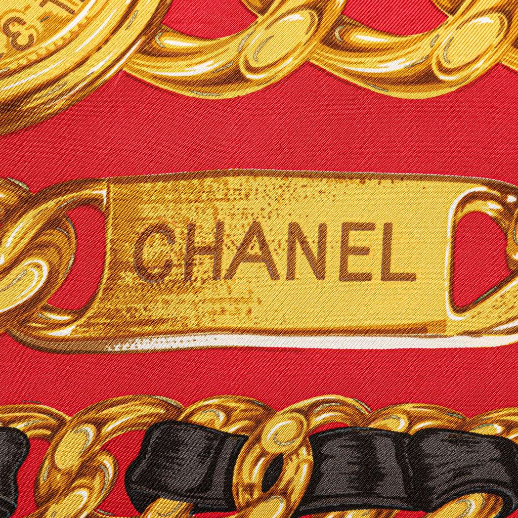 Chanel CC Medallion Chain Print Silk Scarf - 2