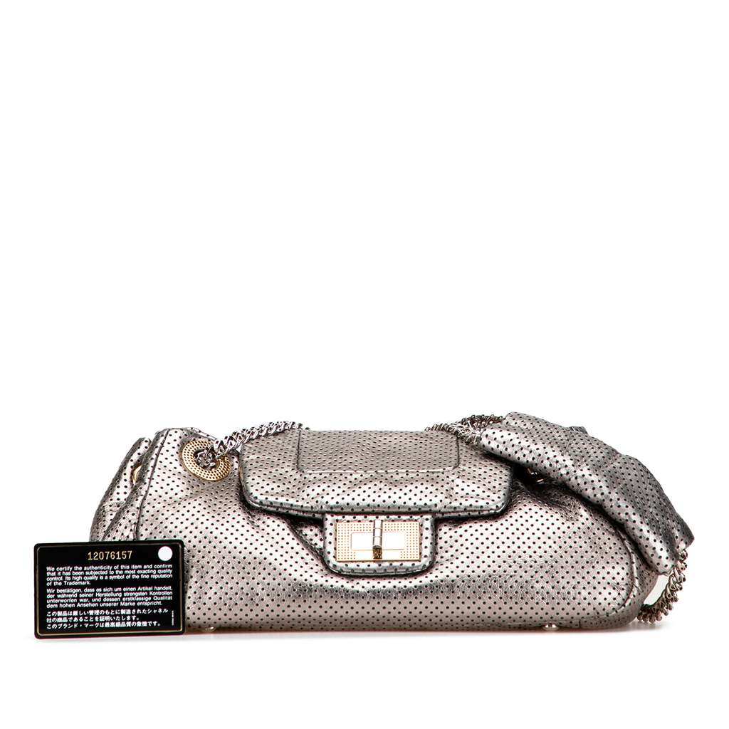 Chanel Metallic Perforated Calfskin Drill Accordion Flap - Image 13