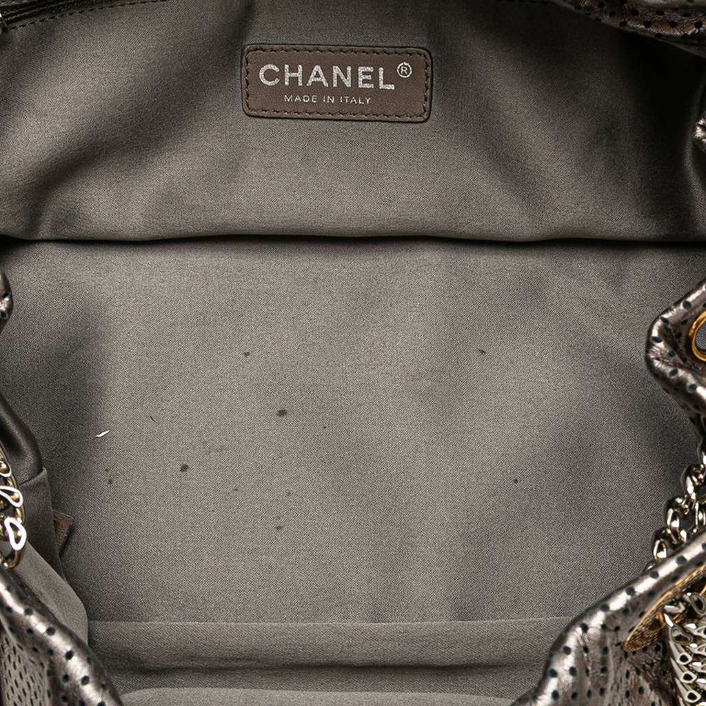Chanel Metallic Perforated Calfskin Drill Accordion Flap - 4