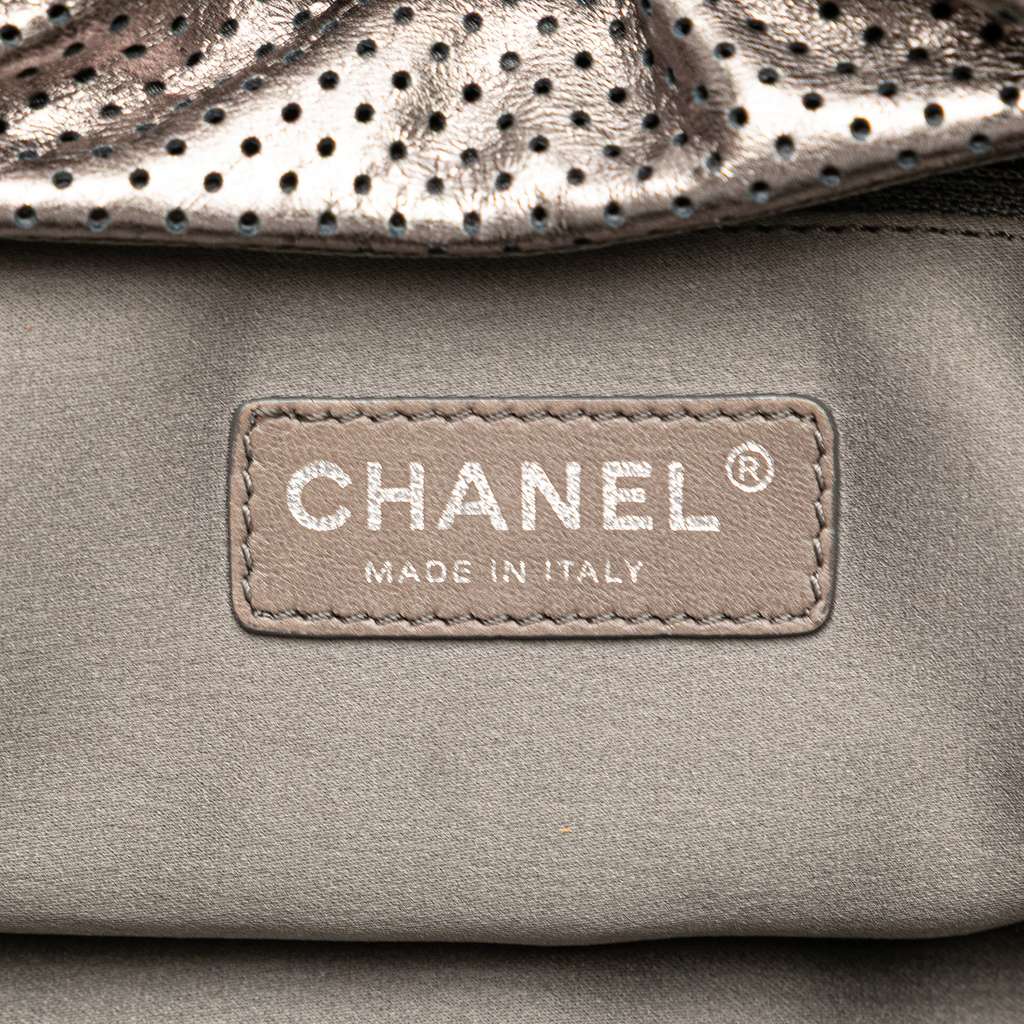 Chanel Metallic Perforated Calfskin Drill Accordion Flap - Side view