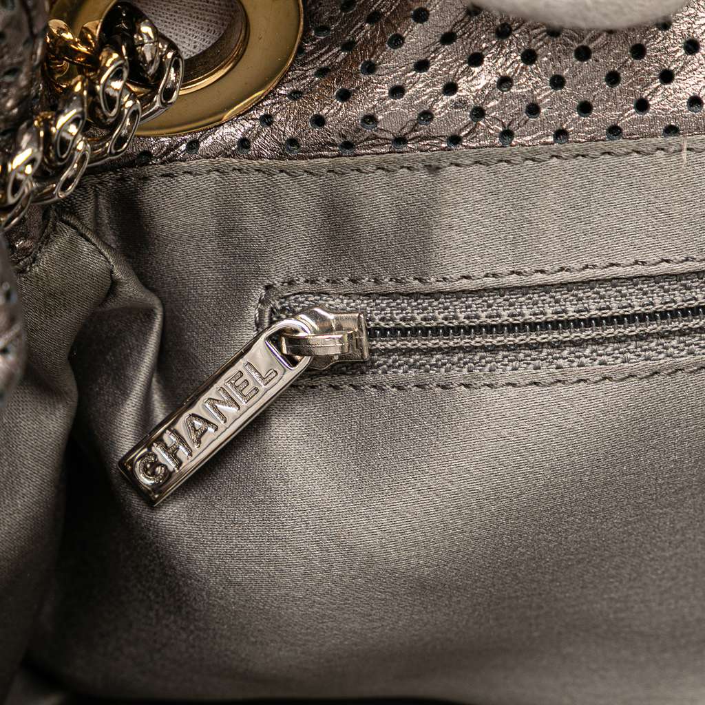Chanel Metallic Perforated Calfskin Drill Accordion Flap - Detail 2