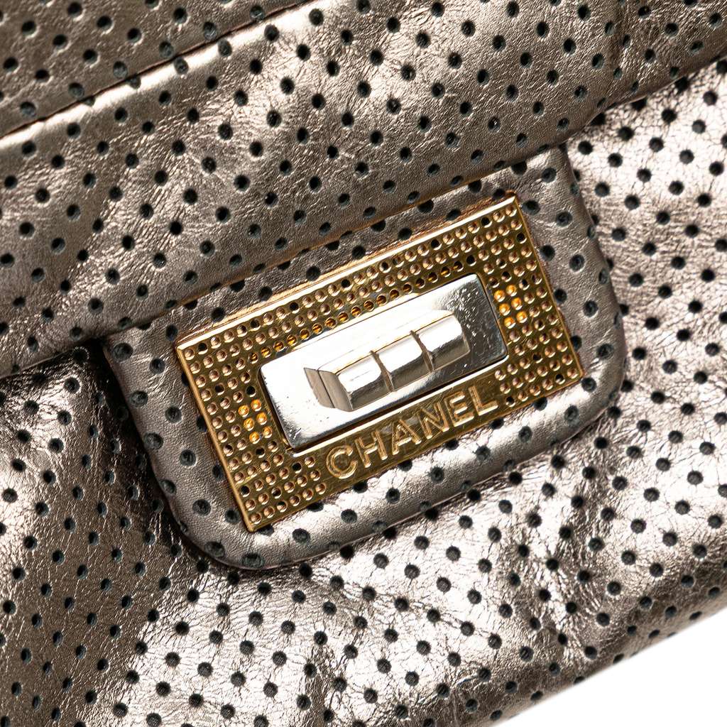 Chanel Metallic Perforated Calfskin Drill Accordion Flap - Image 11