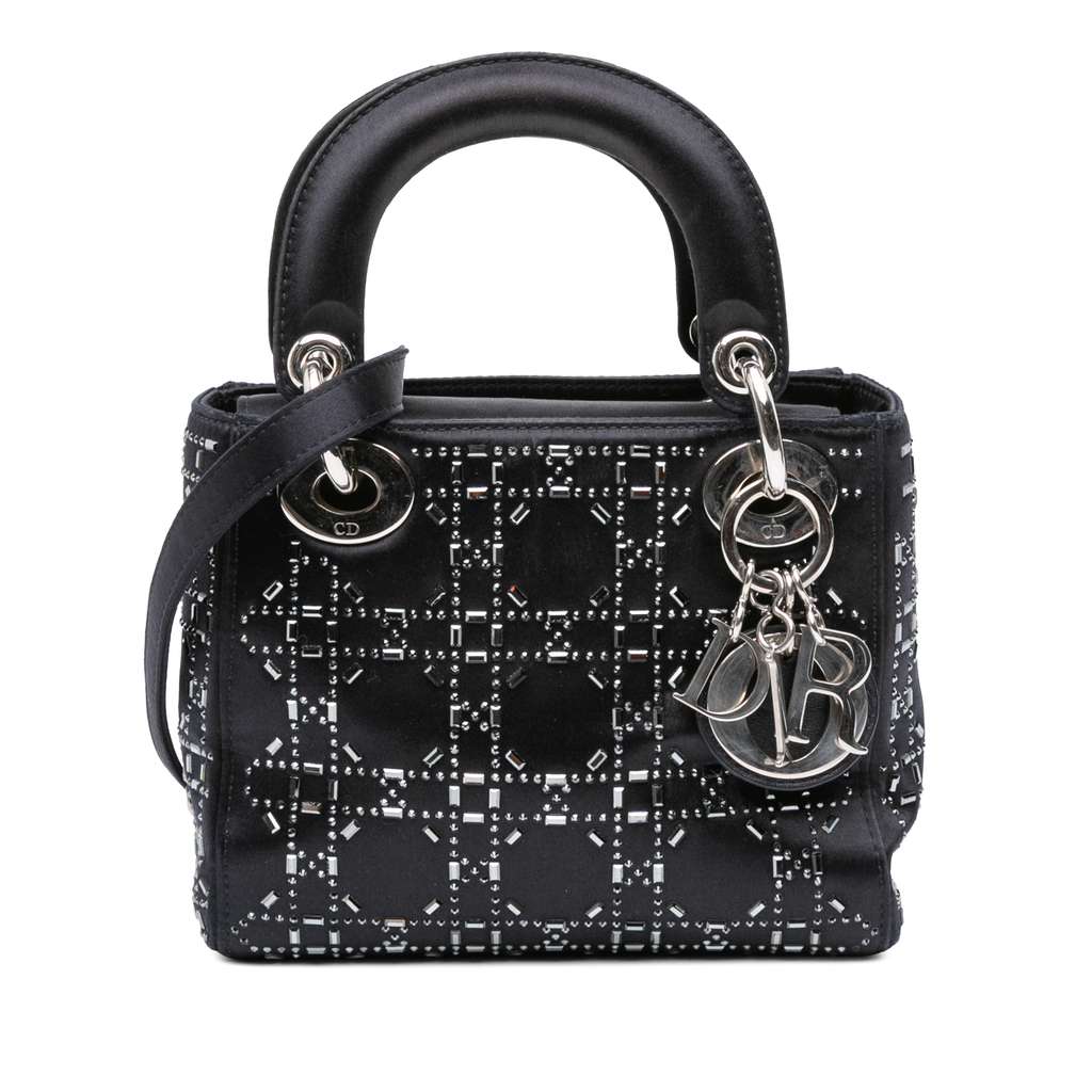 Dior Mini Satin Cannage Strass Crystal Embellished Lady Dior