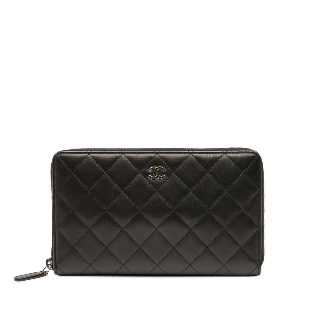 Chanel CC Quilted Lambskin Zip Around Wallet