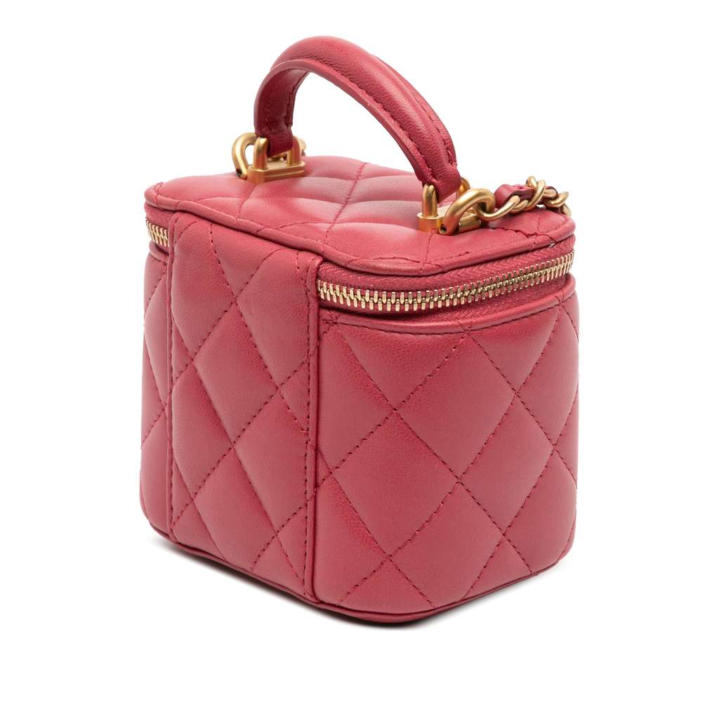 Chanel Mini CC Quilted Lambskin Top Handle Vanity Case With Chain - 2