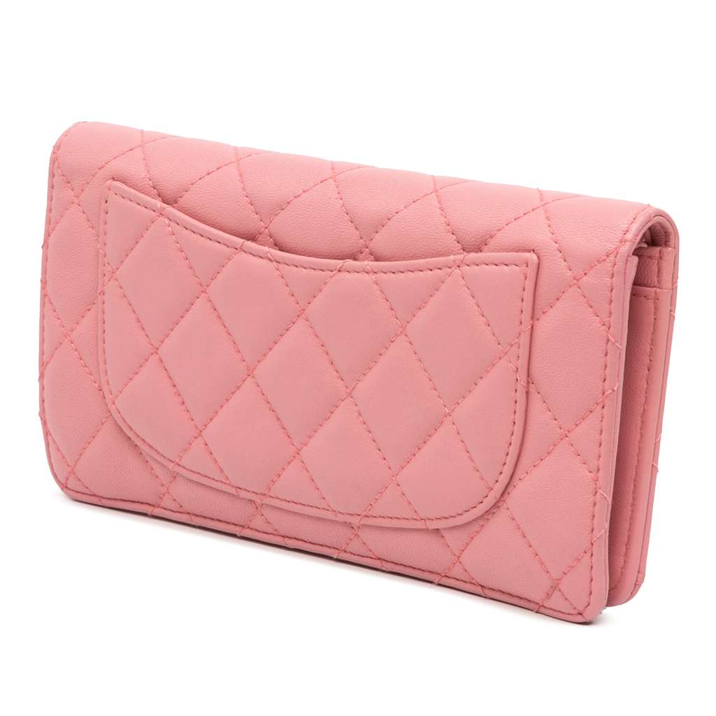 Chanel CC Quilted Lambskin Bifold Long Wallet - Back view
