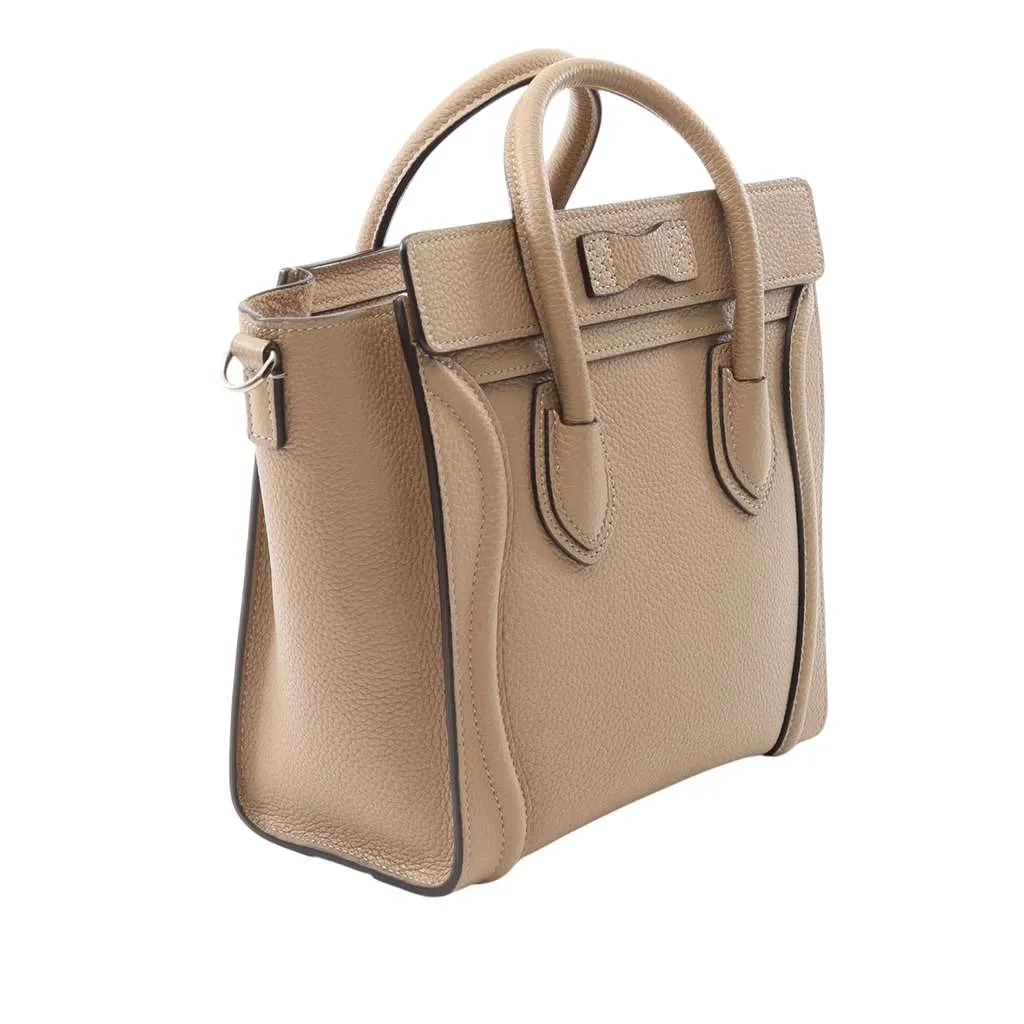 Celine Nano Leather Luggage Tote Brown Leather Good - Back View