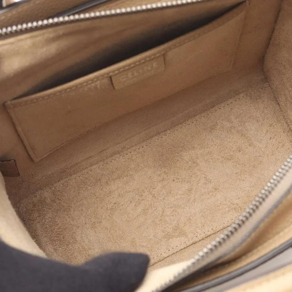 Celine Nano Leather Luggage Tote Brown Leather Good - Inside View