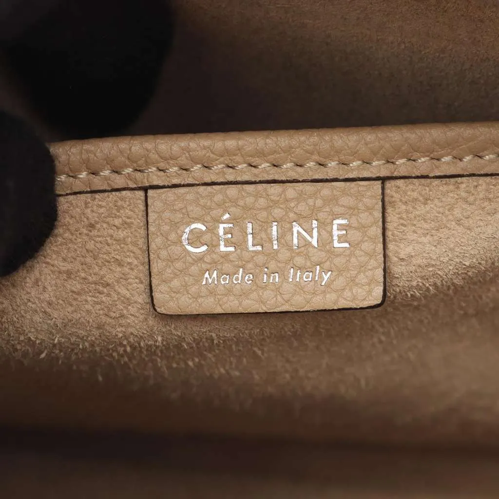 Celine Nano Leather Luggage Tote Brown Leather Good - Model View
