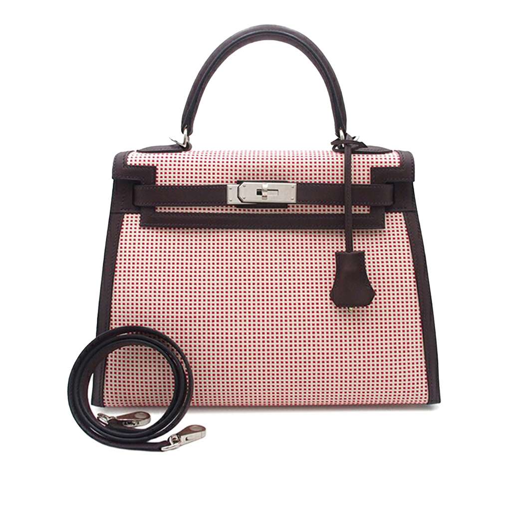 Hermès Toile Quadrille and Swift Kelly II Sellier 28