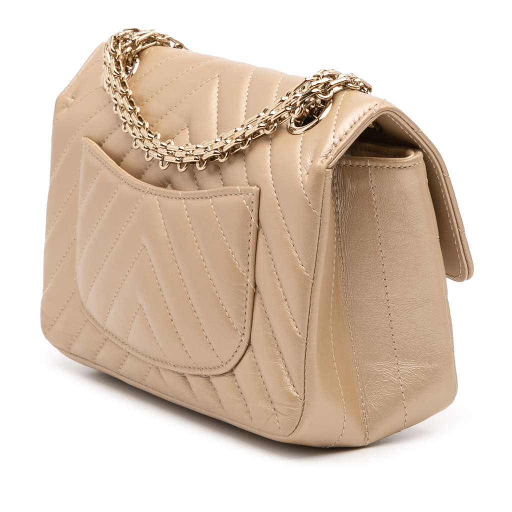 Chanel Reissue 2.55 Chevron Quilted Metallic Calfskin Single Flap 224 - Back view
