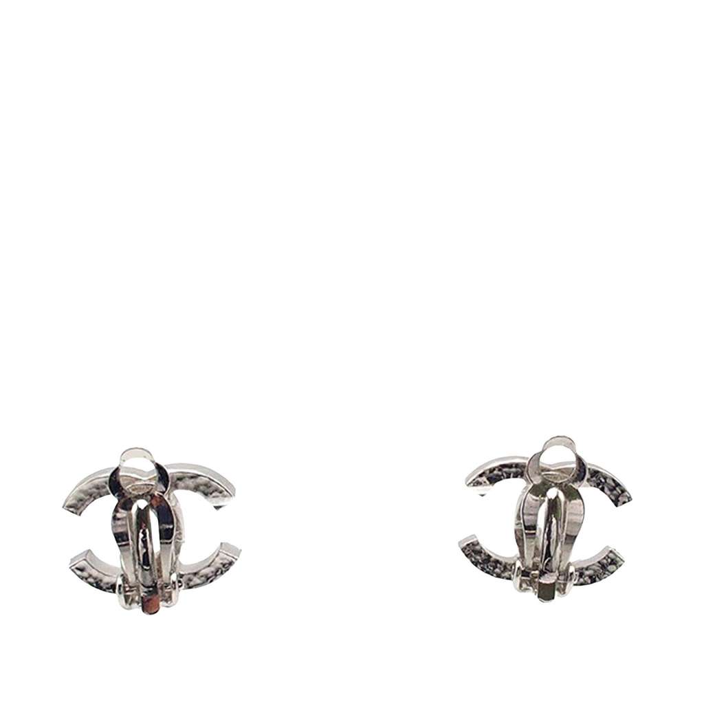 Chanel Silver Plated Enamel CC Clip on Earrings - 2