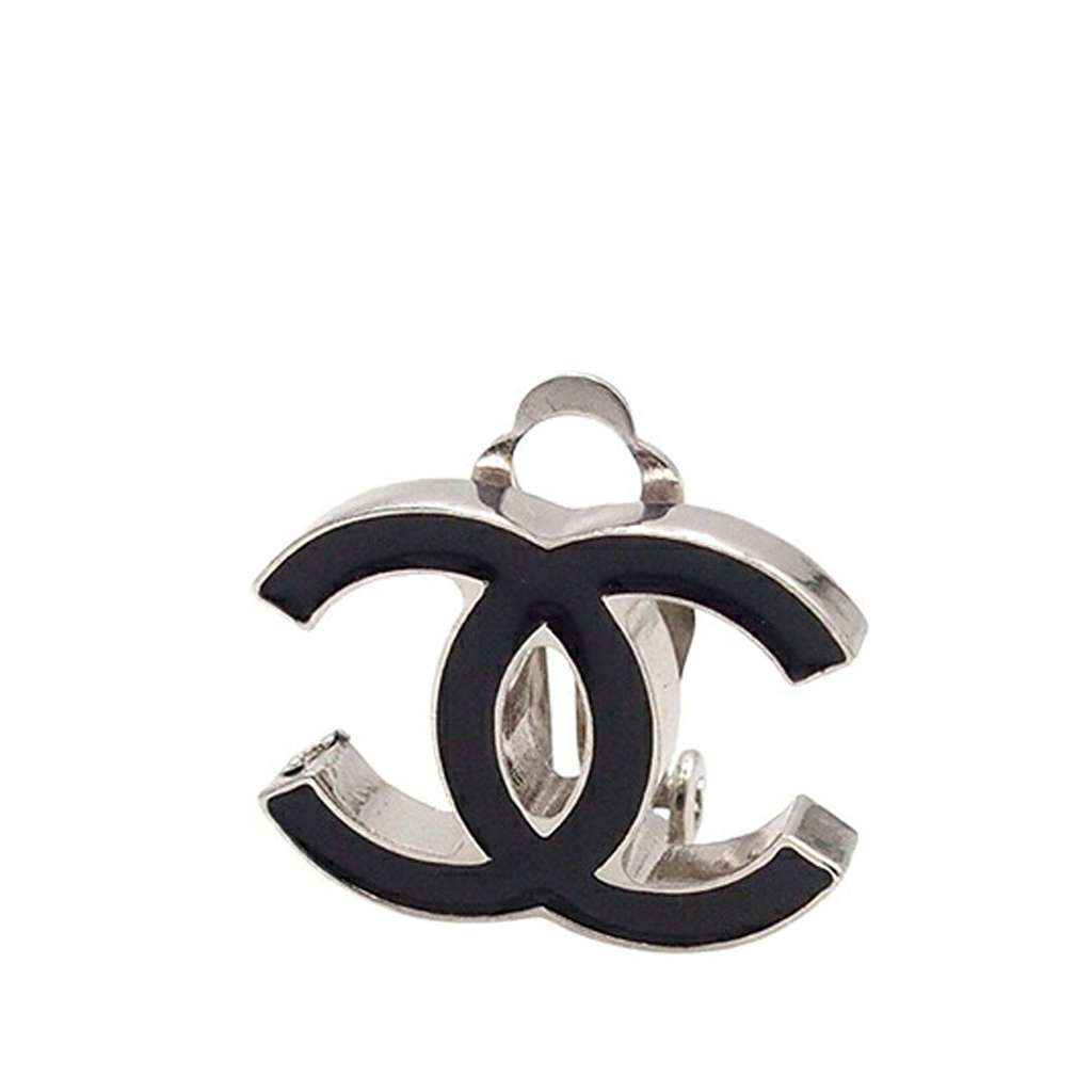 Chanel Silver Plated Enamel CC Clip on Earrings - 4