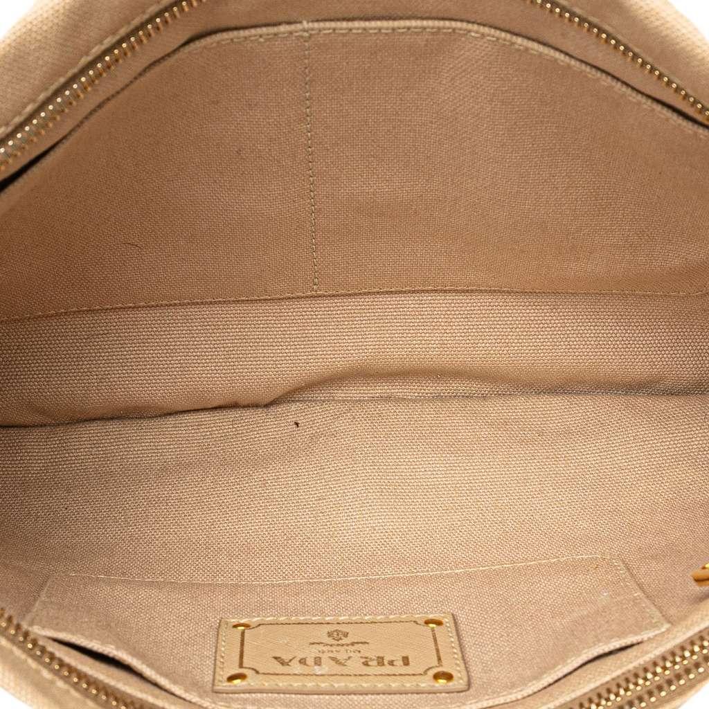 Prada Canvas Canapa Studded Vernice Clutch - 4