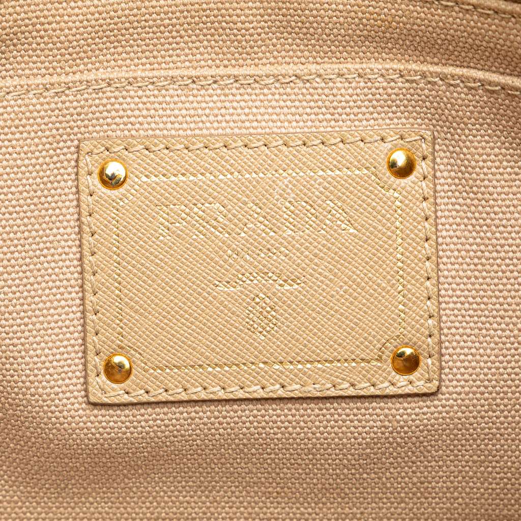 Prada Canvas Canapa Studded Vernice Clutch - Side view