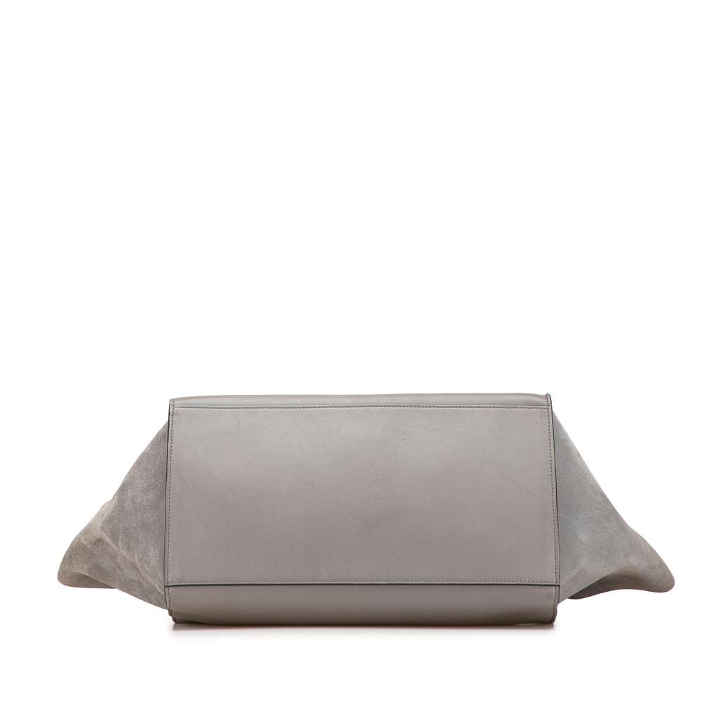 Celine Large Croc Embossed Nubuck and Calfskin Trapeze Satchel - 3