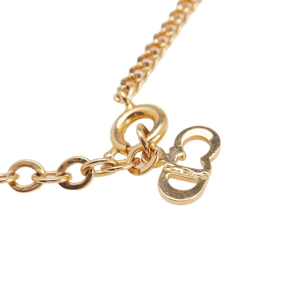 Dior Gold Plated Logo Pendant Necklace - 3