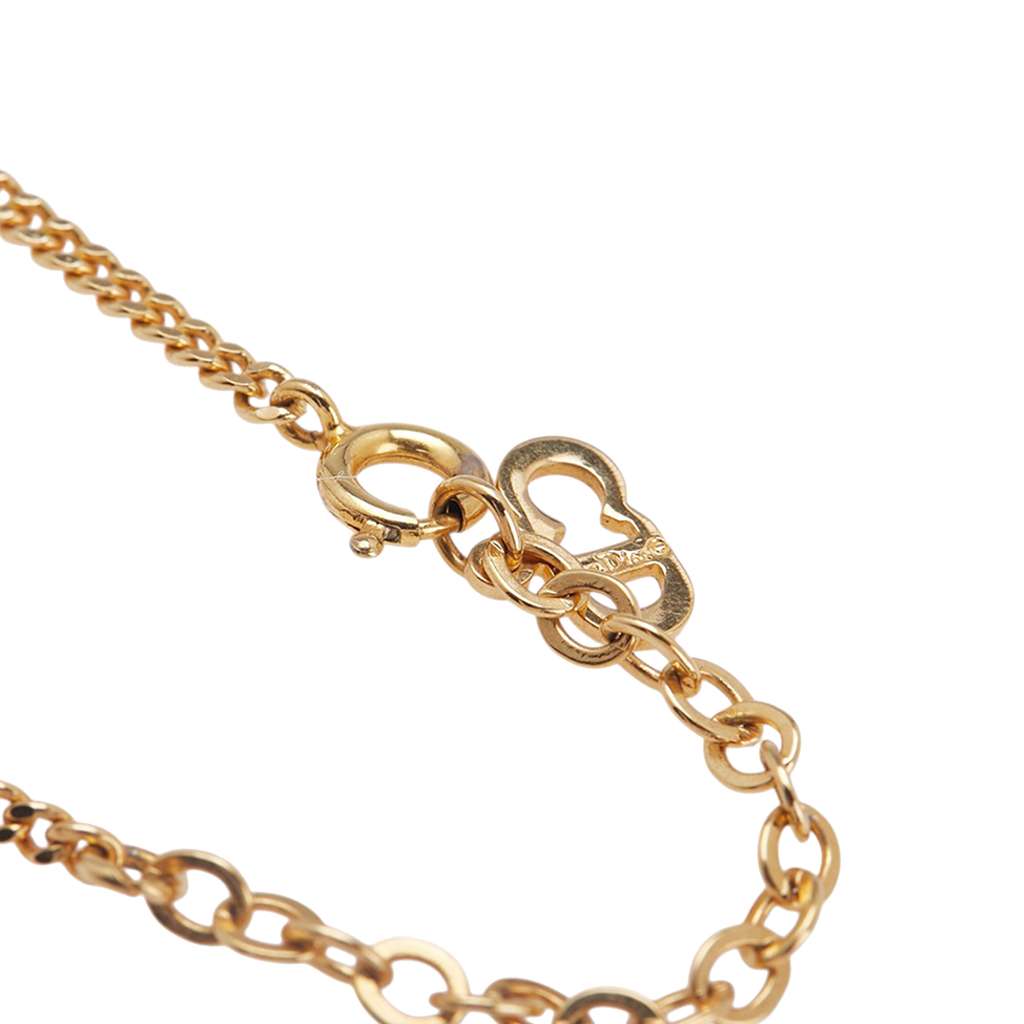 Dior Gold Plated Logo Pendant Necklace - 4