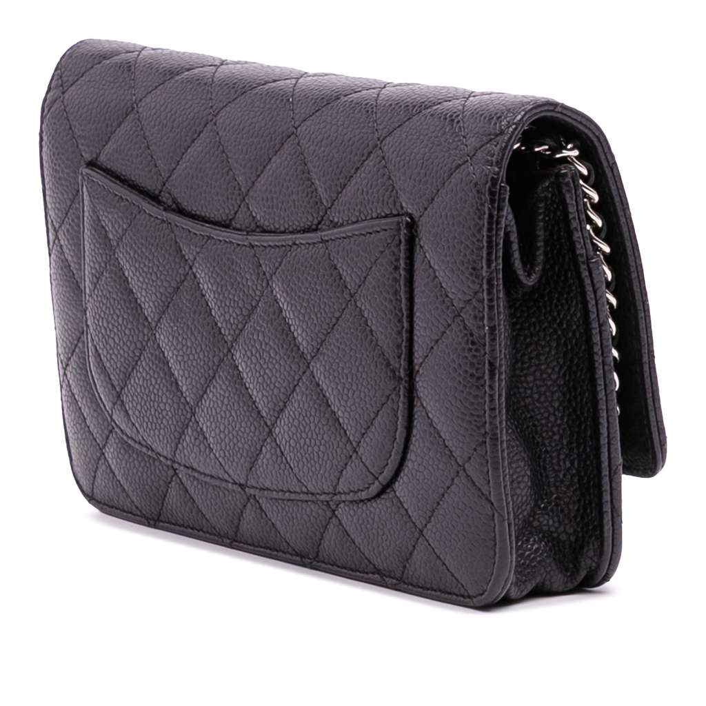 Chanel CC Quilted Caviar Wallet on Chain - Back view