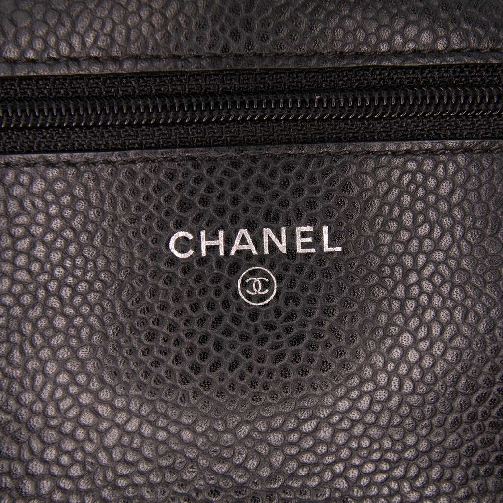 Chanel CC Quilted Caviar Wallet on Chain - Side view