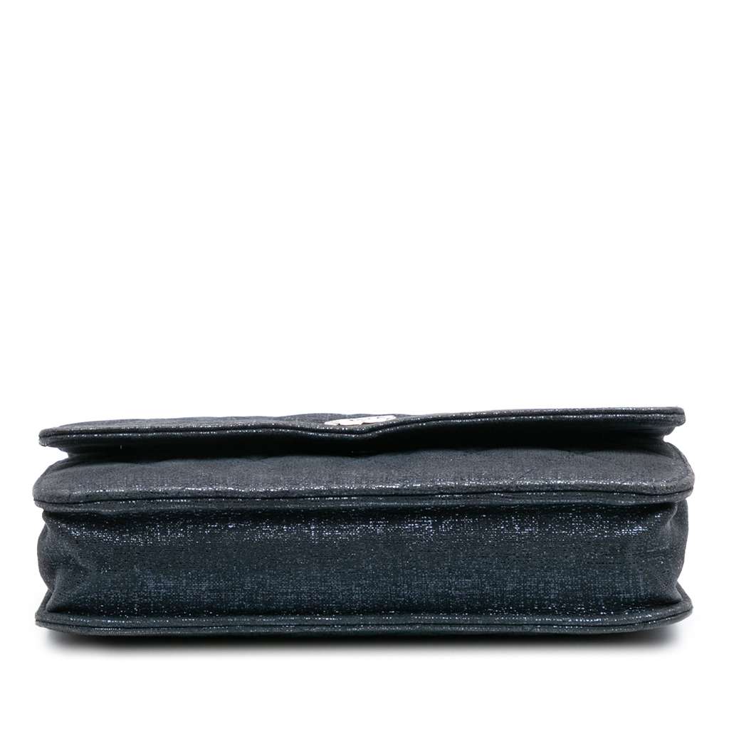 Chanel CC Quilted Metallic Fabric Wallet On Chain - 3