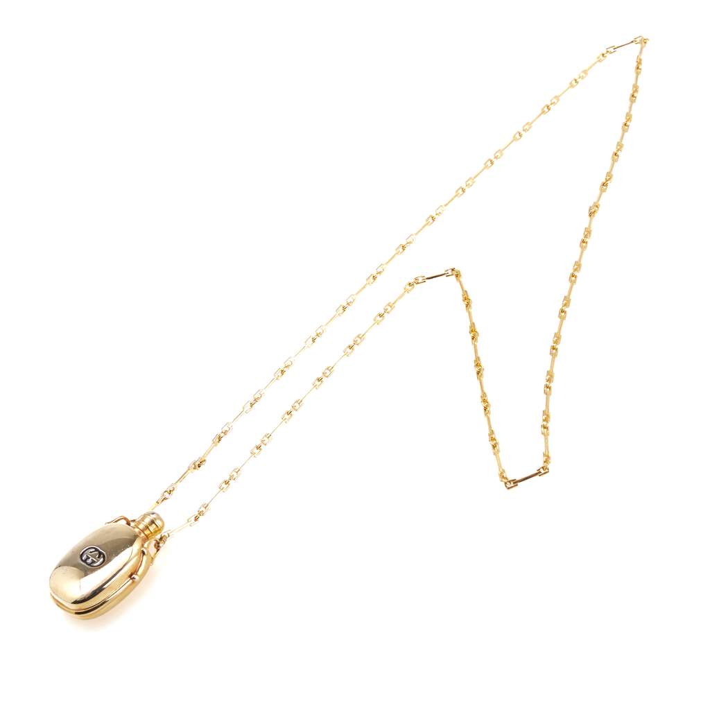 Gucci Gold Plated Perfume Bottle Pendant Necklace
