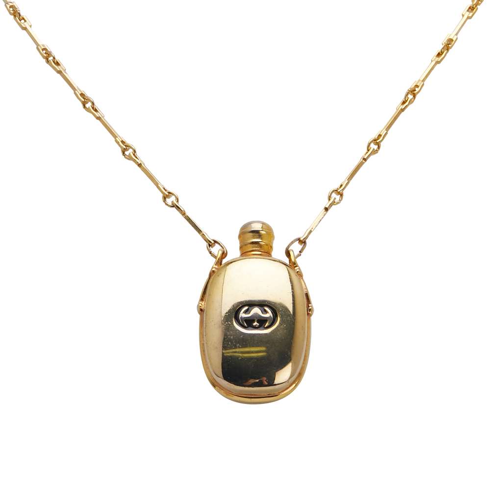 Gucci Gold Plated Perfume Bottle Pendant Necklace - Back view