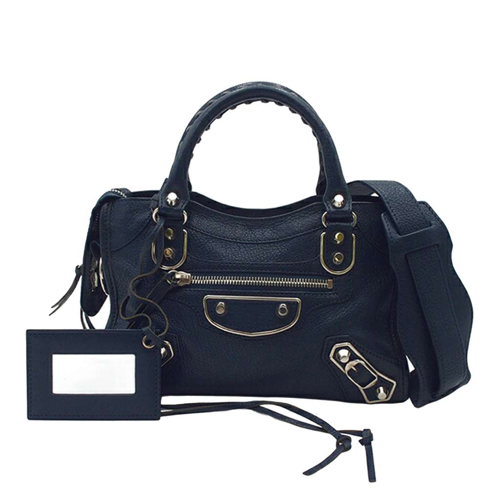 Balenciaga Mini Chevre Motocross Classic Metallic Edge City Satchel