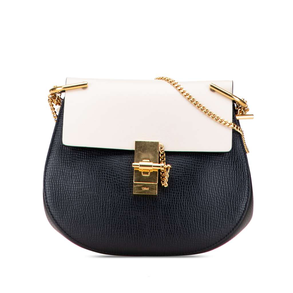 Chloé Small Bicolor Smooth and Grained Calfskin Drew Crossbody