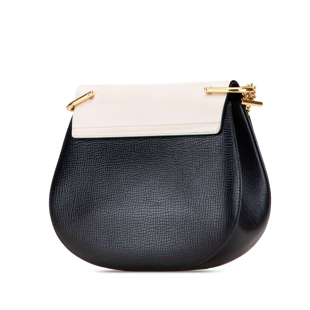 Chloé Small Bicolor Smooth and Grained Calfskin Drew Crossbody - Back view