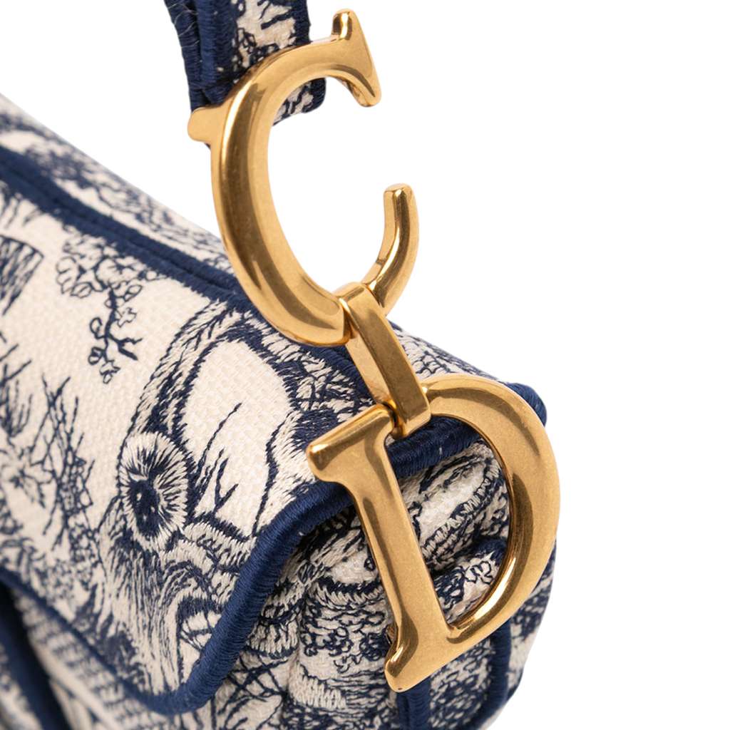 Dior Canvas Embroidered Toile de Jouy Saddle Bag - Detail 2