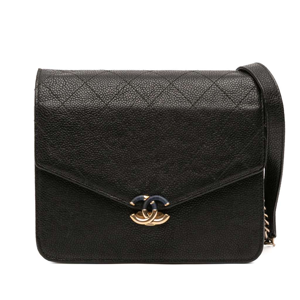 Chanel Paris-Cuba Square Quilted Caviar Thread Around Wallet On Chain