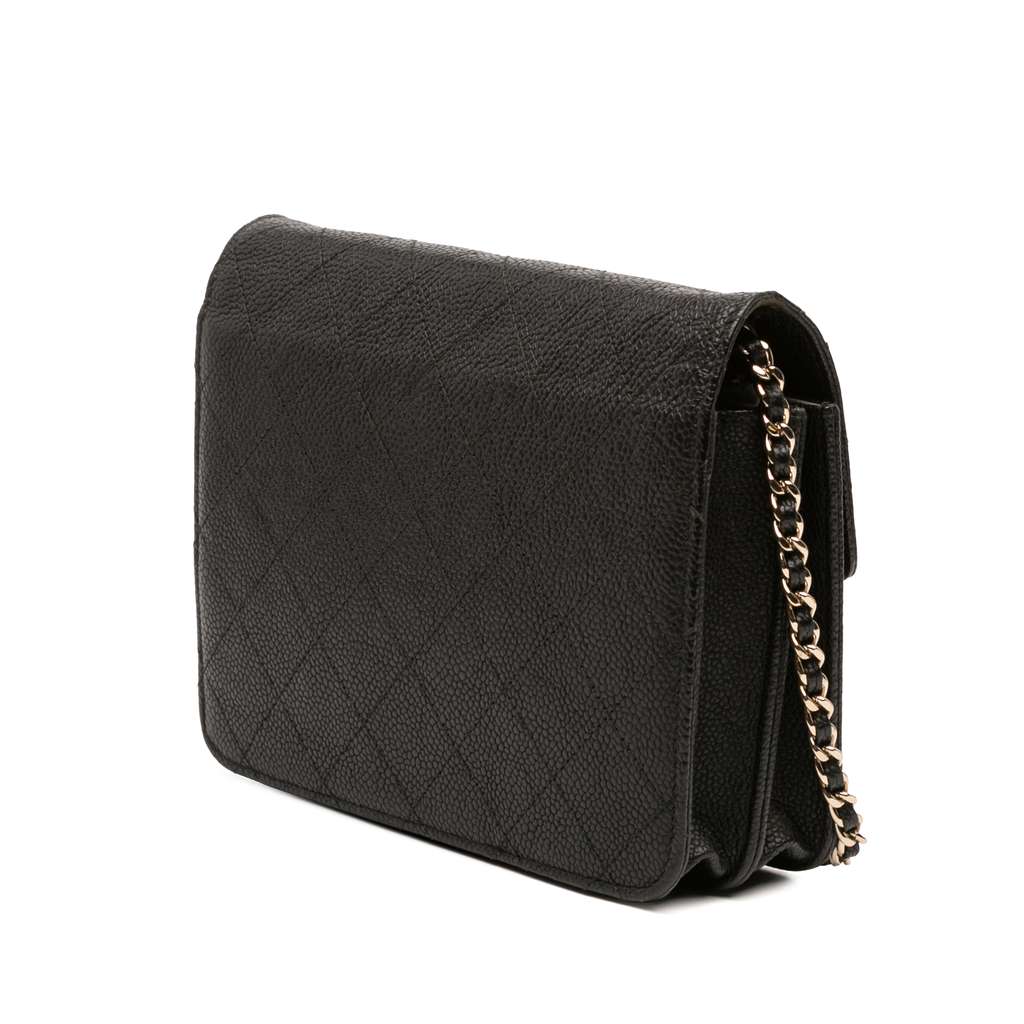 Chanel Paris-Cuba Square Quilted Caviar Thread Around Wallet On Chain - Back view