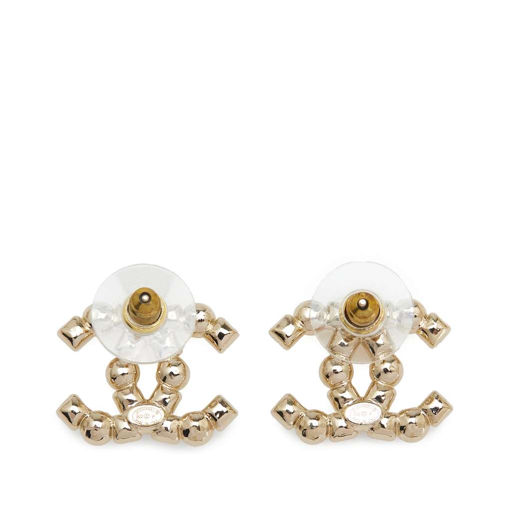 Chanel CC Gold Plated Crystals & Faux Pearls Stud Earrings - 2