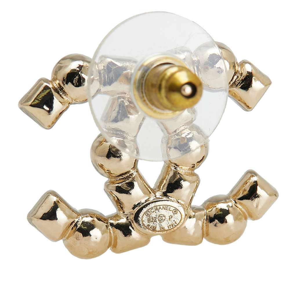 Chanel CC Gold Plated Crystals & Faux Pearls Stud Earrings - 3