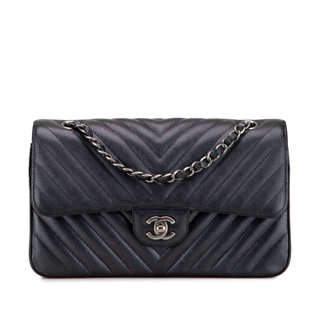 Chanel Medium Classic Chevron Caviar Double Flap