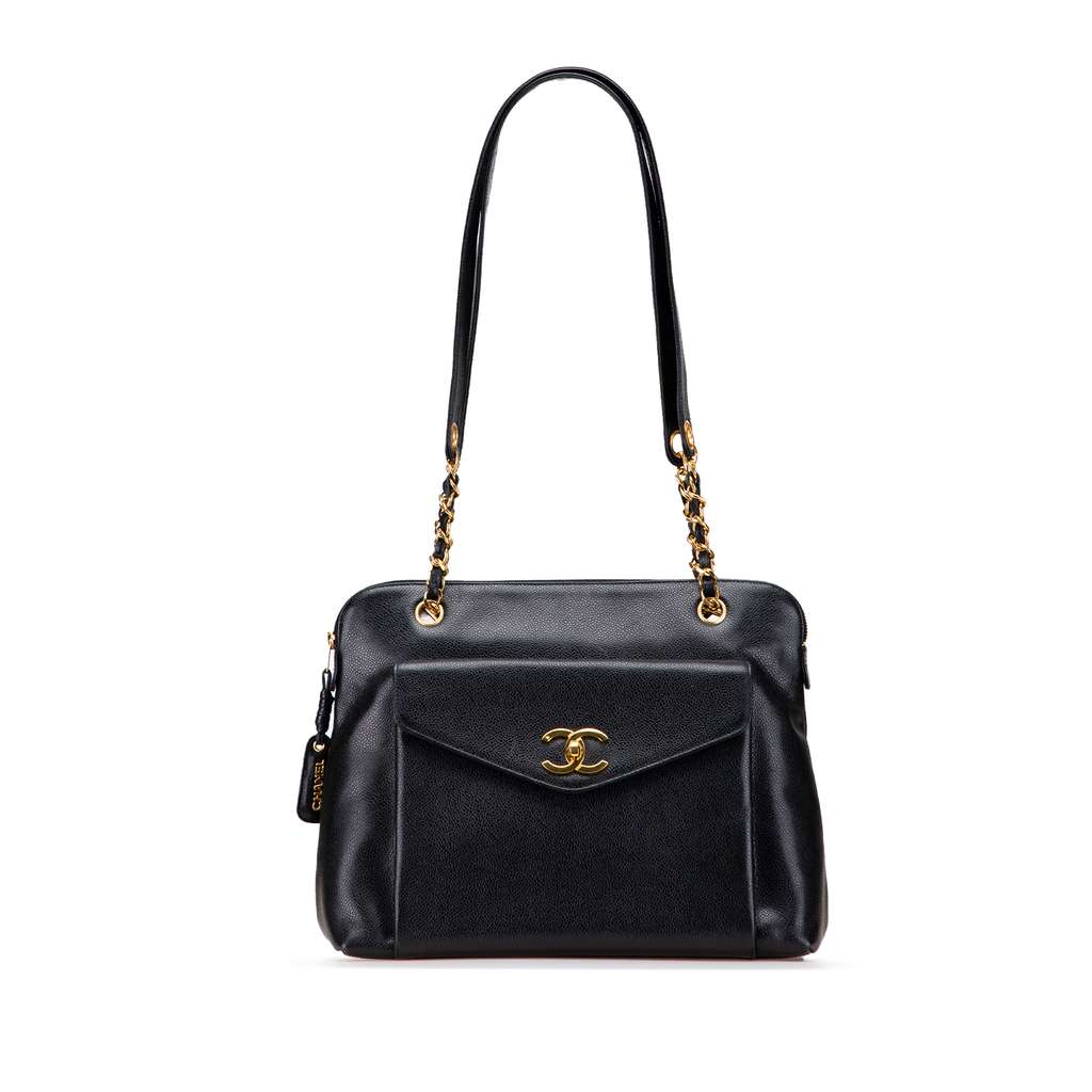 Chanel Caviar Front Pocket Chain Tote
