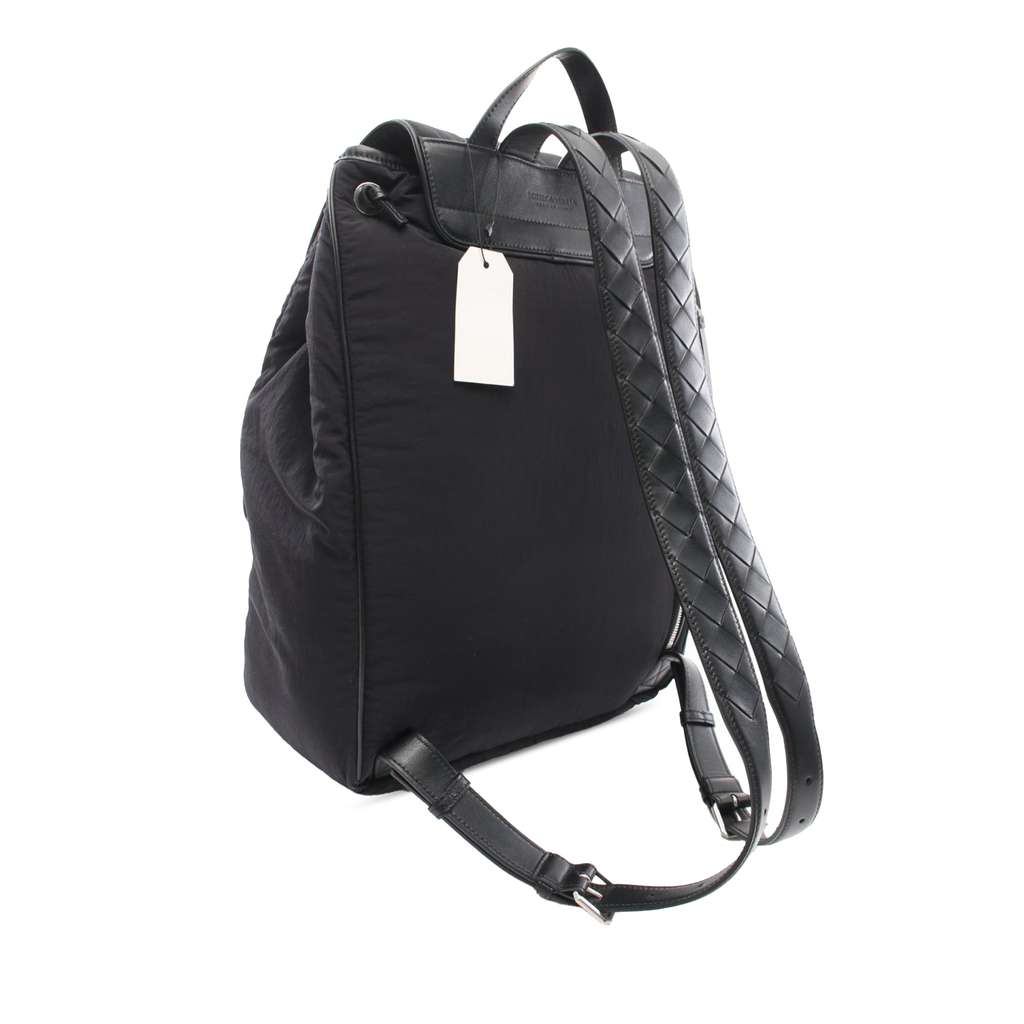 Bottega Veneta Intrecciato Trimmed Nylon Crossroad Backpack - Back view