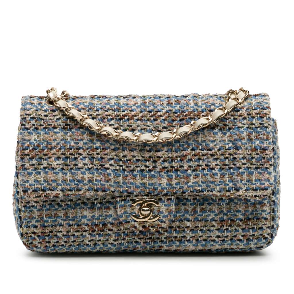 Chanel Medium Classic Multicolor Tweed Double Flap
