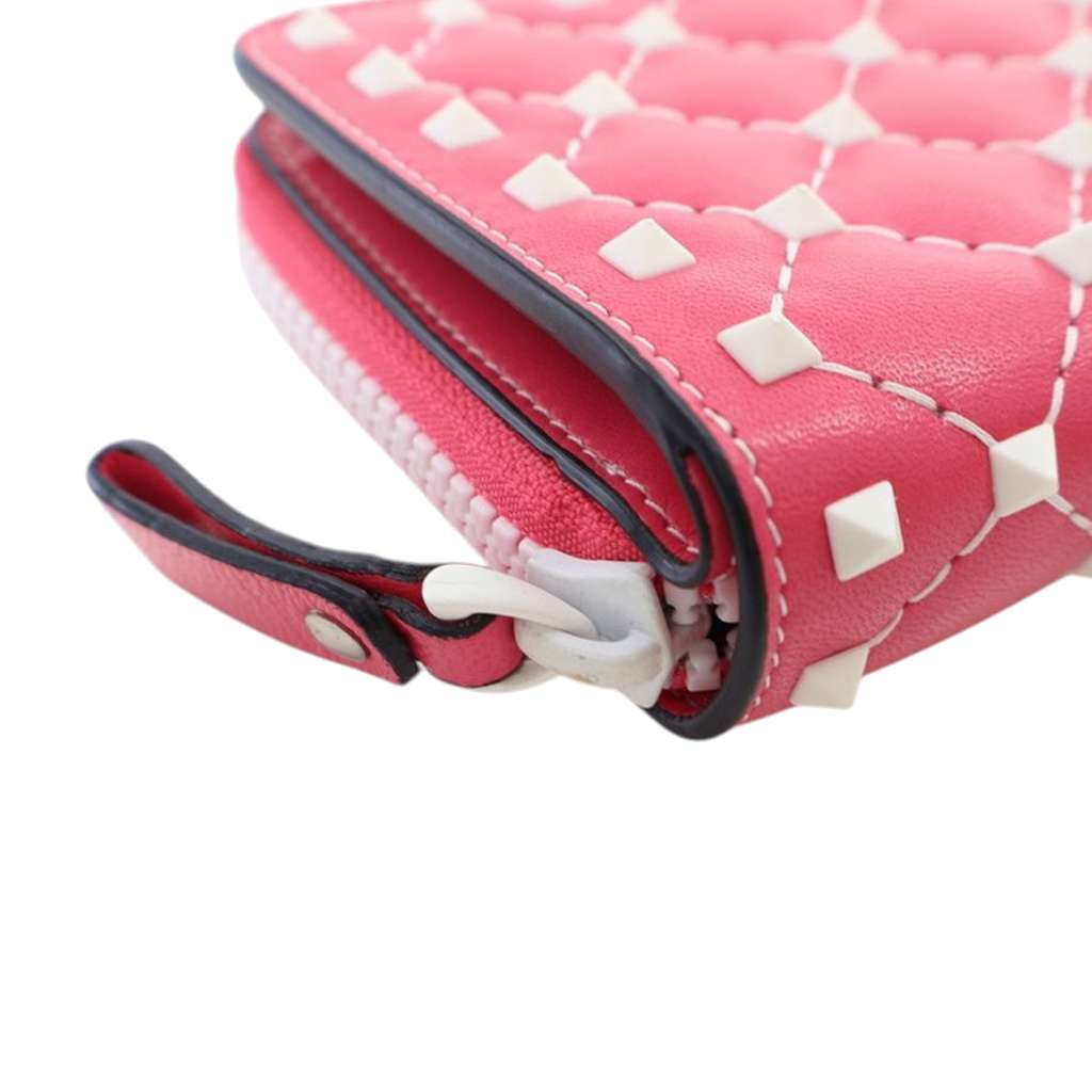 Valentino Lambskin Free Rockstud Spike Compact Zip Around Wallet - Image 10
