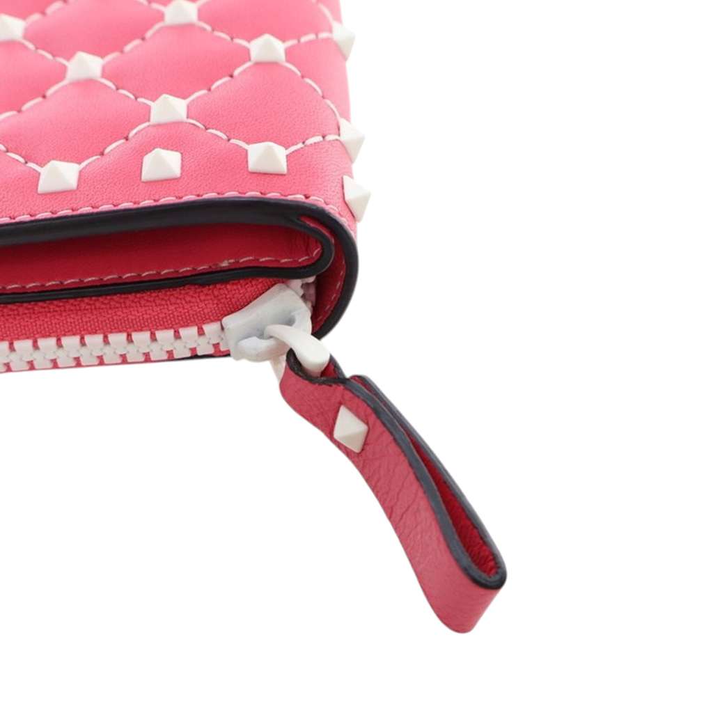 Valentino Lambskin Free Rockstud Spike Compact Zip Around Wallet - Image 11