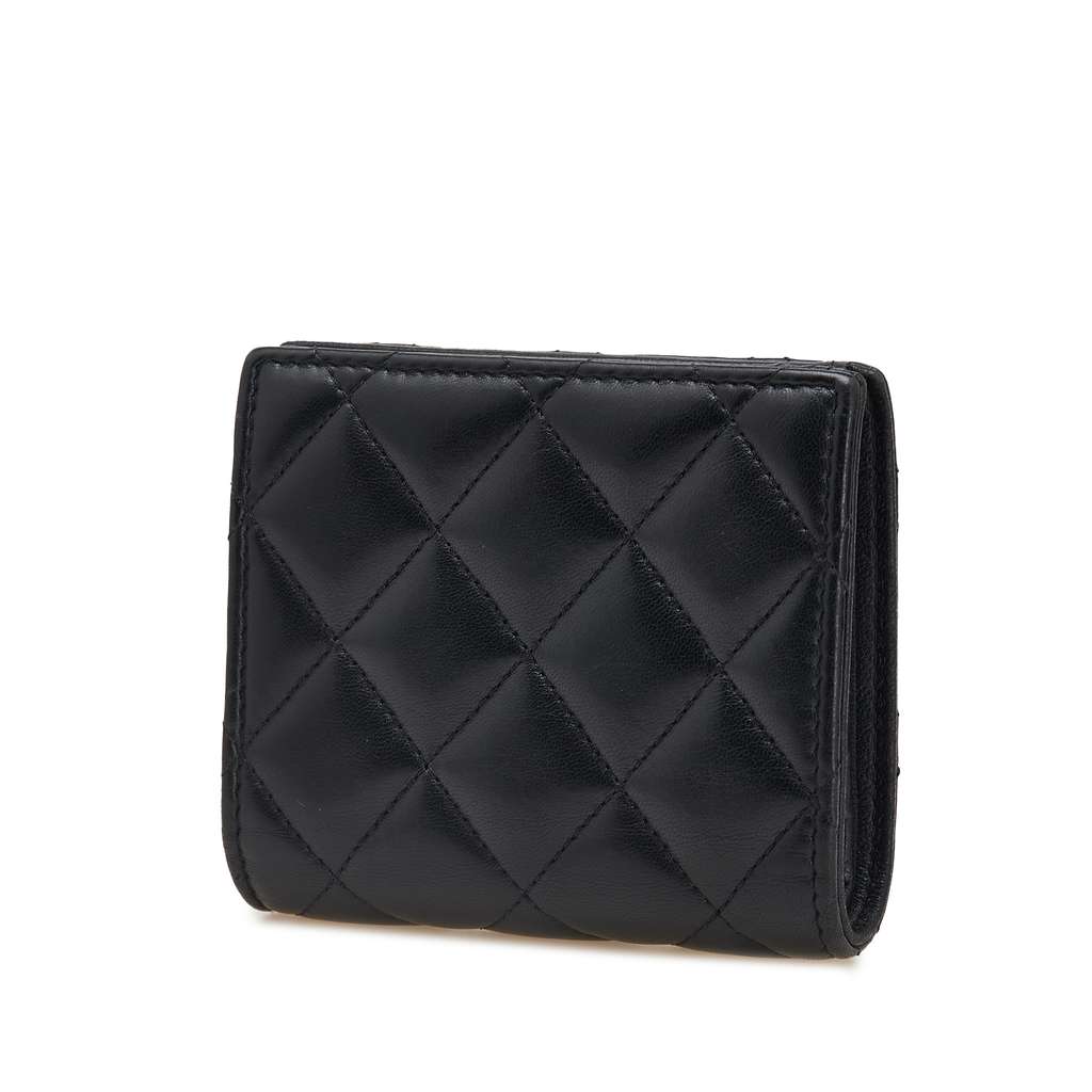 Chanel CC Quilted Lambskin Compact Bifold Wallet - Back view