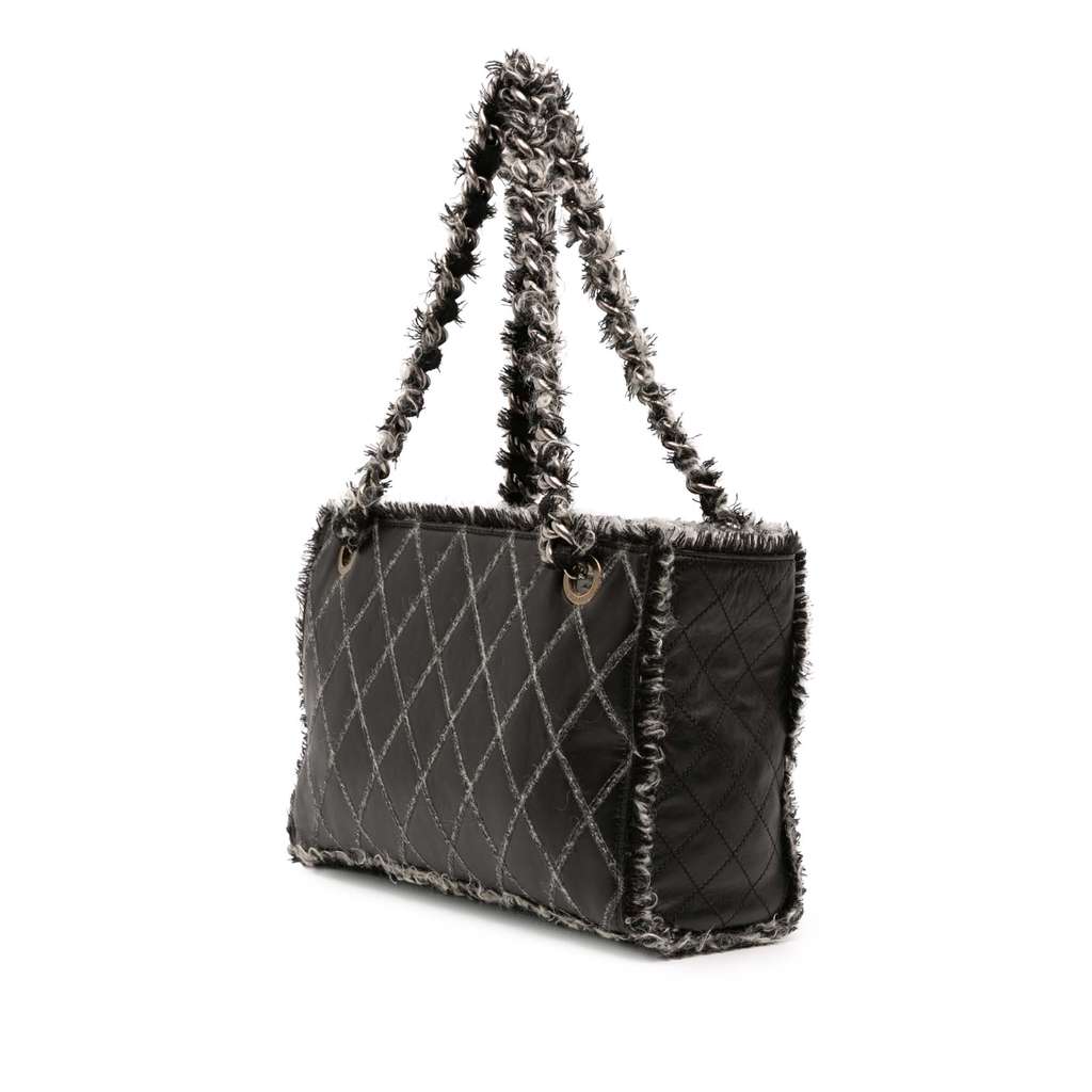 Chanel CC Quilted Calfskin Tweedy Shopping Tote - Back view