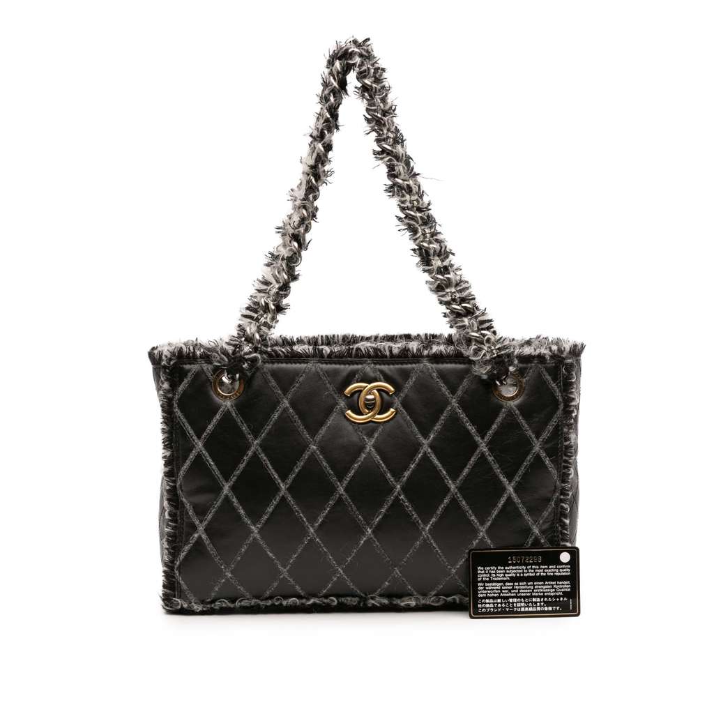 Chanel CC Quilted Calfskin Tweedy Shopping Tote - Image 12